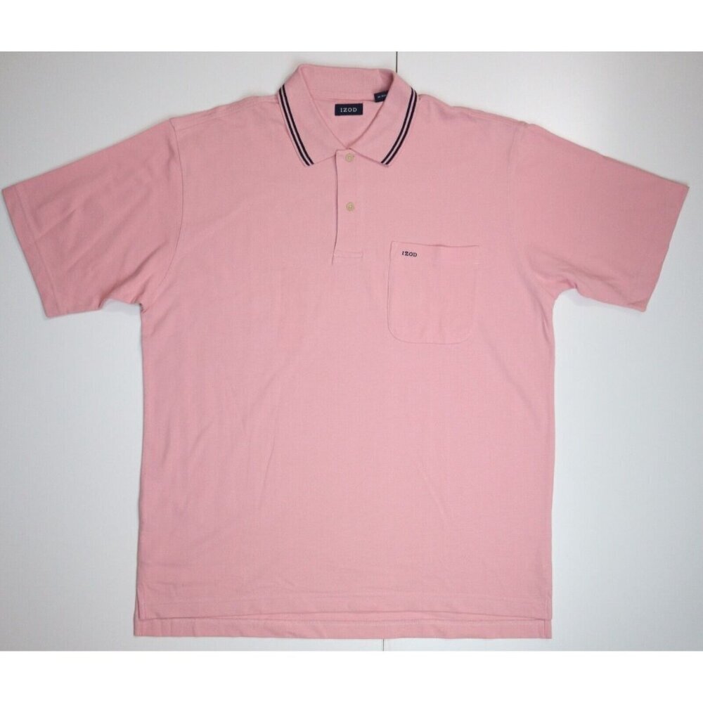 MEN'S IZOD POLO SHIRT - PINK - 100% COTTON - SIZE L